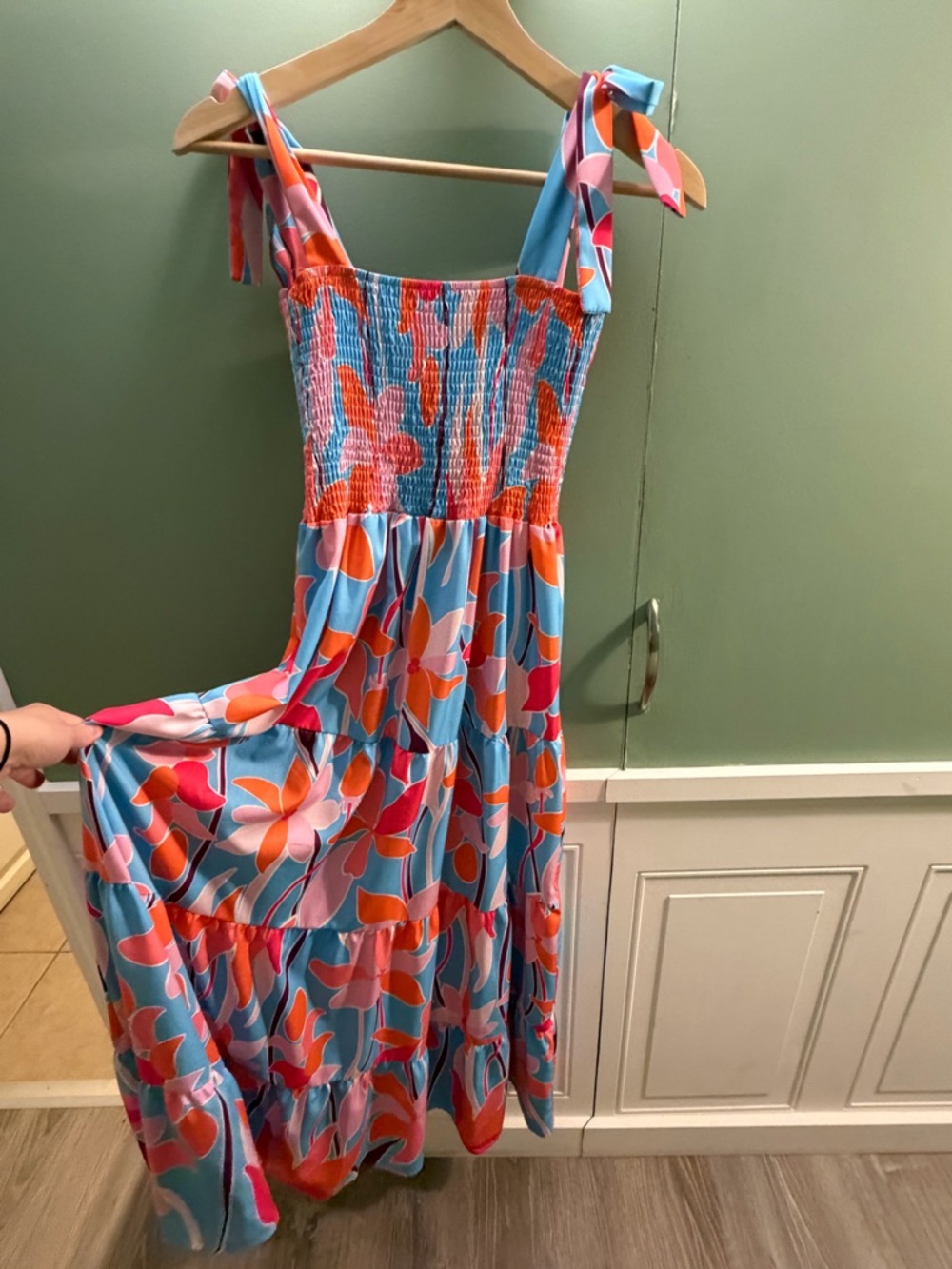 Amazon Floral Maxi Dress in Blue, Pink & Orange